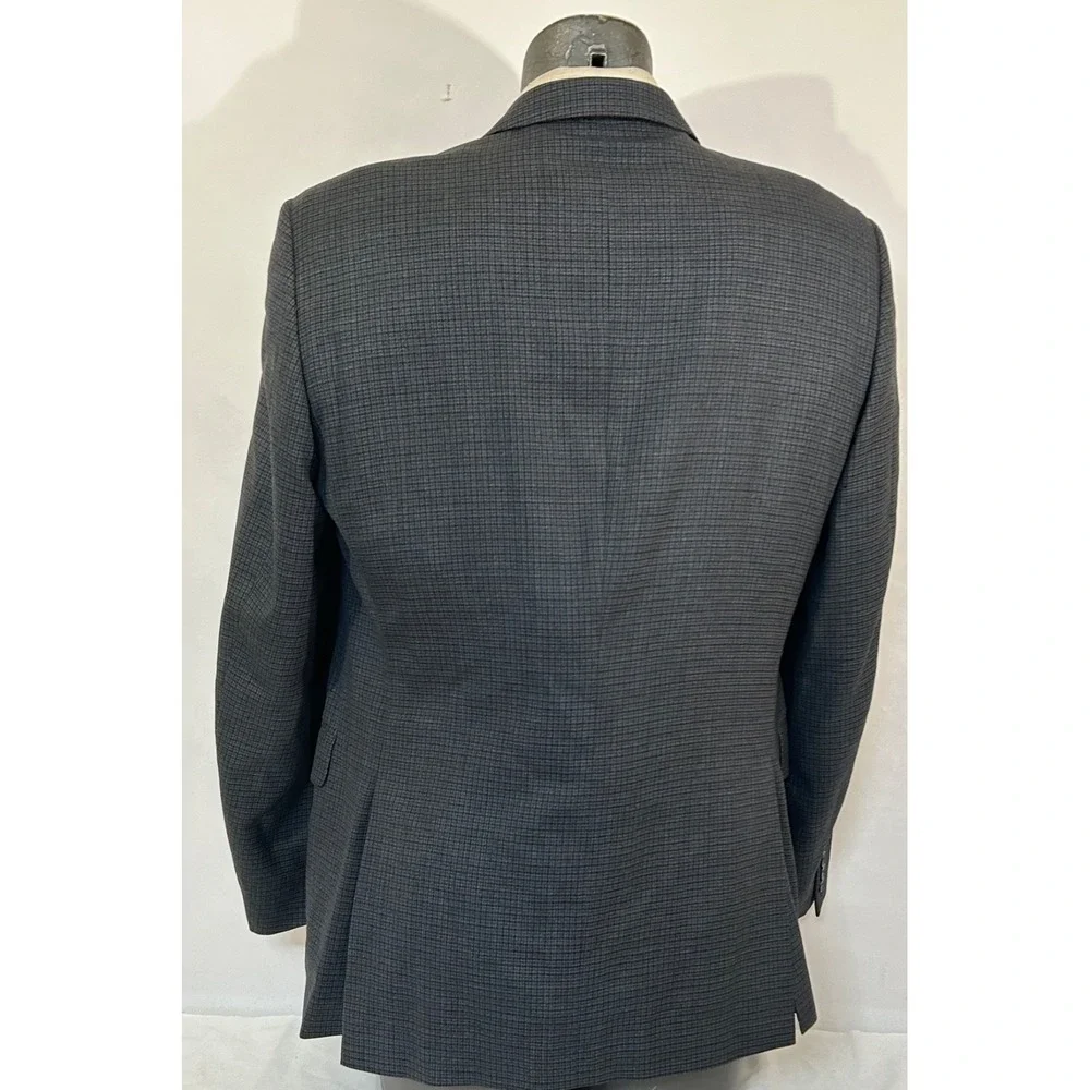Peter Millar Gray Check Wool 2 Btn Sport Coat Blazer Sz 42R